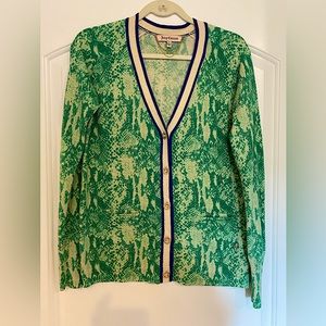 Juicy Couture cardigan with green reptile print & gold detail - 100% wool (M)